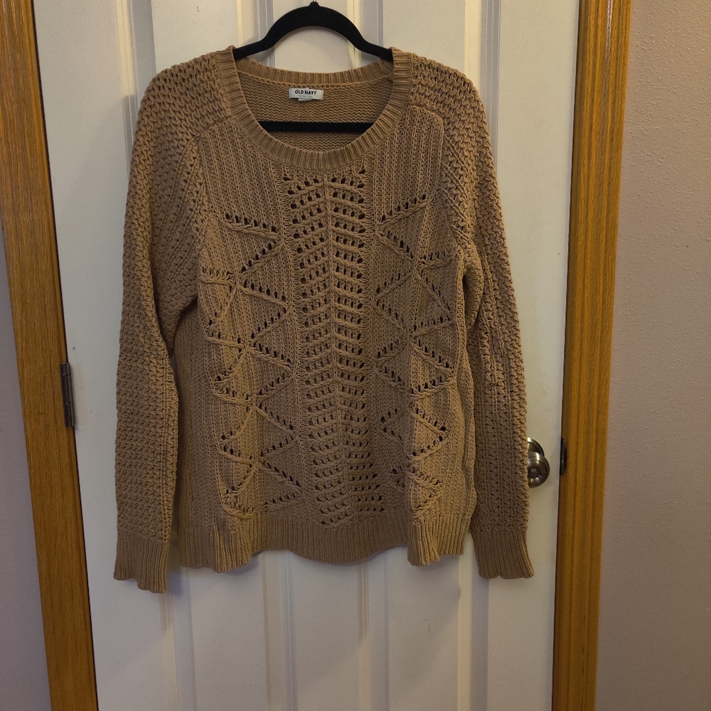 Old Navy Tan Cable Knit Crew Neck Sweater